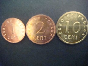 Juego de Euros de 1 CNTIMO, 2 CNTIMOS y 5 CNTIMOS de CHURRIANA, los primeros Euros de Espaa, con calidad SC