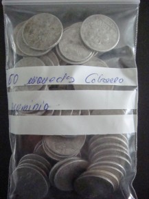 Bolsa 50 monedas 10 CNTIMOS 1940-1953, caballo, aluminio, calidad MBC