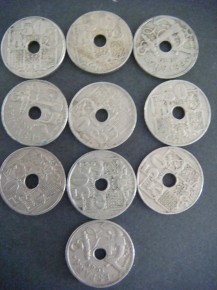 Bolsa 10 monedas 50 CNTIMOS 1949 estrellas 51 (flechas invertidas),51,52,53,54,56,63 y 1963 estrellas 63,64,65  