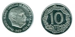 Moneda 10 CNTIMOS 1959, de Franco, con calidad SC