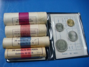Todas las monedas del ao 1975/80 (4 cartuchos y 1 cartera), con calidad SC