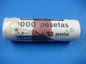 Cartucho 40 monedas 25 PESETAS 1957 estrella 70, Franco, cupronquel, calidad SC