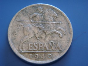 Moneda 10 CNTIMOS 1940, gastada