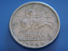 Moneda 10 CNTIMOS 1945, gastada