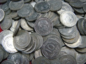 Bolsa 100 monedas 10 CNTIMOS 1959, aluminio, calidad MBC