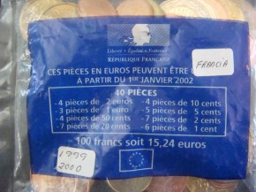 Primer Monedero FRANCÉS de EUROS, 1999-2000, con calidad SC