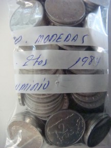 Bolsa 100 monedas 2 PESETAS 1984, Rey Juan Carlos I, aluminio