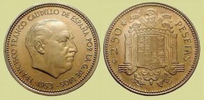 Moneda 2,50 PESETAS 1953 estrella 54, con calidad EBC