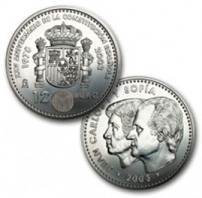 Moneda de PLATA de 12 EUROS de 2003, Juan Carlos I y Sofia, SC