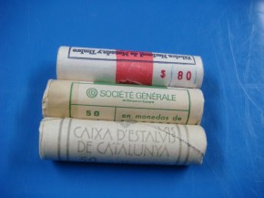 Cartucho 50 monedas 1 PESETA 1975*80, Rey Juan Carlos I, cobre, calidad SC
