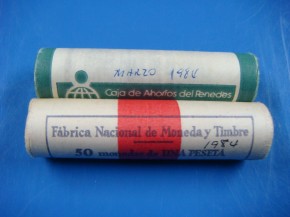 Cartucho 50 monedas 1 PESETA 1984, Rey Juan Carlos I, aluminio, calidad SC
