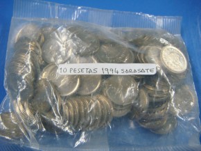 Bolsa 100 monedas 10 PESETAS 1994, Sarasate, con calidad SC
