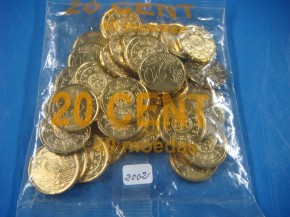 Bolsa 40 monedas de 20 CNTIMOS Euro Portugal, 2002, con calidad SC.