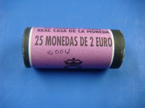 Cartucho 25 monedas de 2 Euros España 2004, con calidad SC.