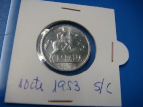 Moneda 10 CÉNTIMOS 1953, con calidad MBC