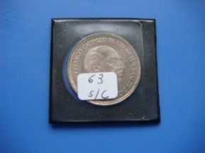 Moneda 5 PESETAS 1957 estrella 63, Franco, con calidad SC