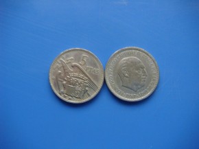 Moneda 5 PESETAS 1957 estrella 65, Franco, con calidad MBC