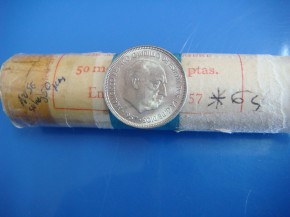 Moneda 5 PESETAS 1957 estrella 64, Franco, con calidad SC