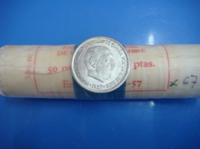 Moneda 5 PESETAS 1957 estrella 67, Franco, con calidad SC