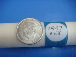Moneda 5 PESETAS 1957 estrella 68, Franco, con calidad SC