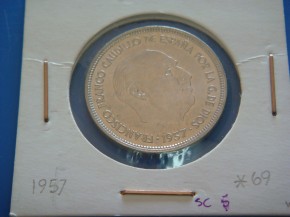 Moneda 25 PESETAS 1957 estrella 69, Franco, con calidad SC