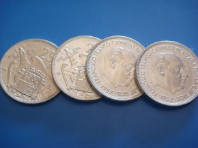 Moneda 25 PESETAS 1957 estrella 74, Franco, con calidad MBC